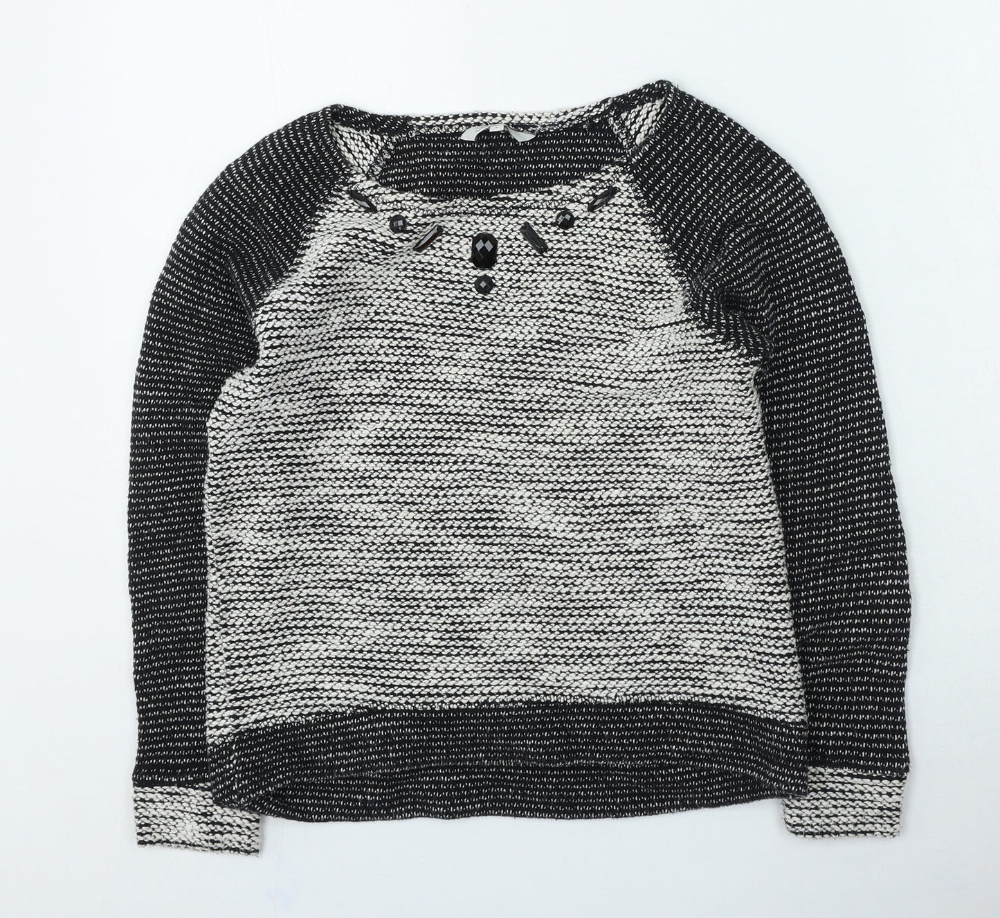 Peacocks Womens Grey Round Neck Cotton Pullover Jumper Size 8