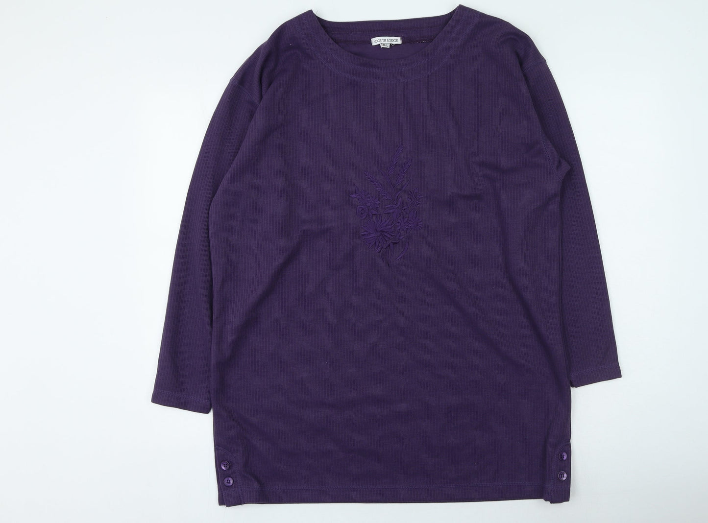 South Lodge Womens Purple Round Neck Polyester Pullover Jumper Size M