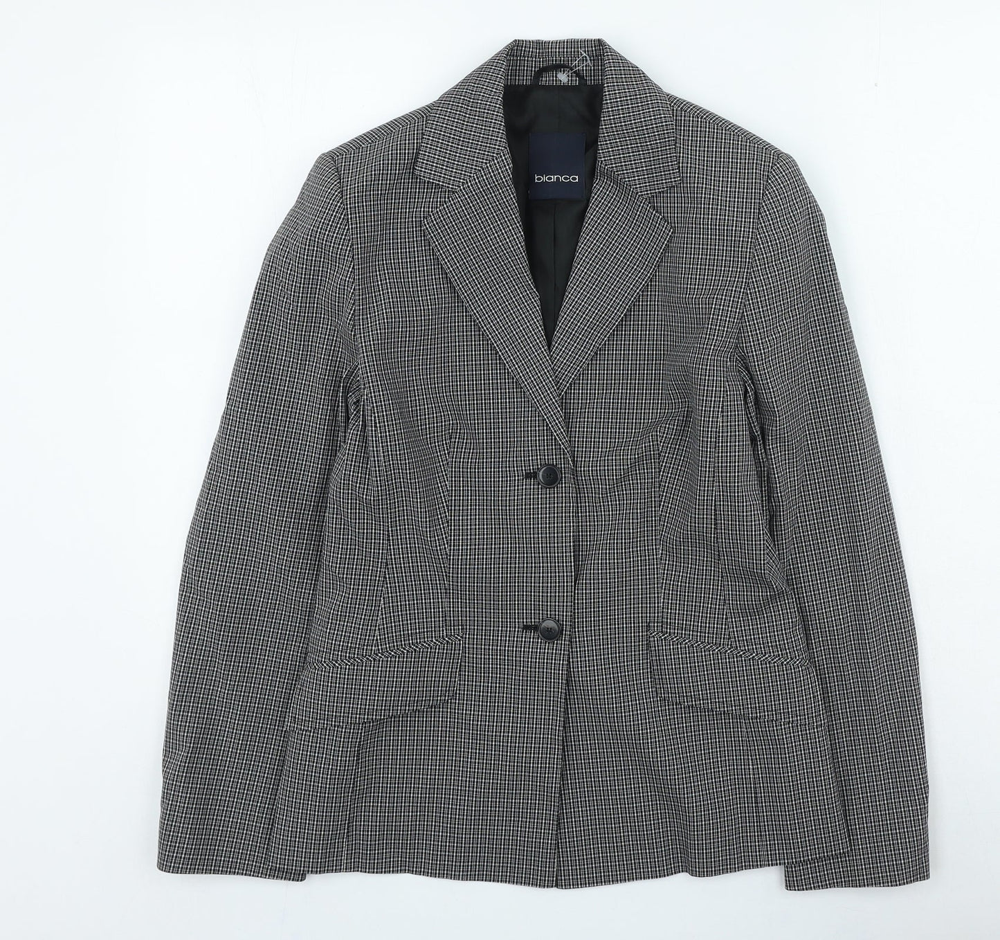 Bianca Womens Black Check Jacket Blazer Size 8 Button