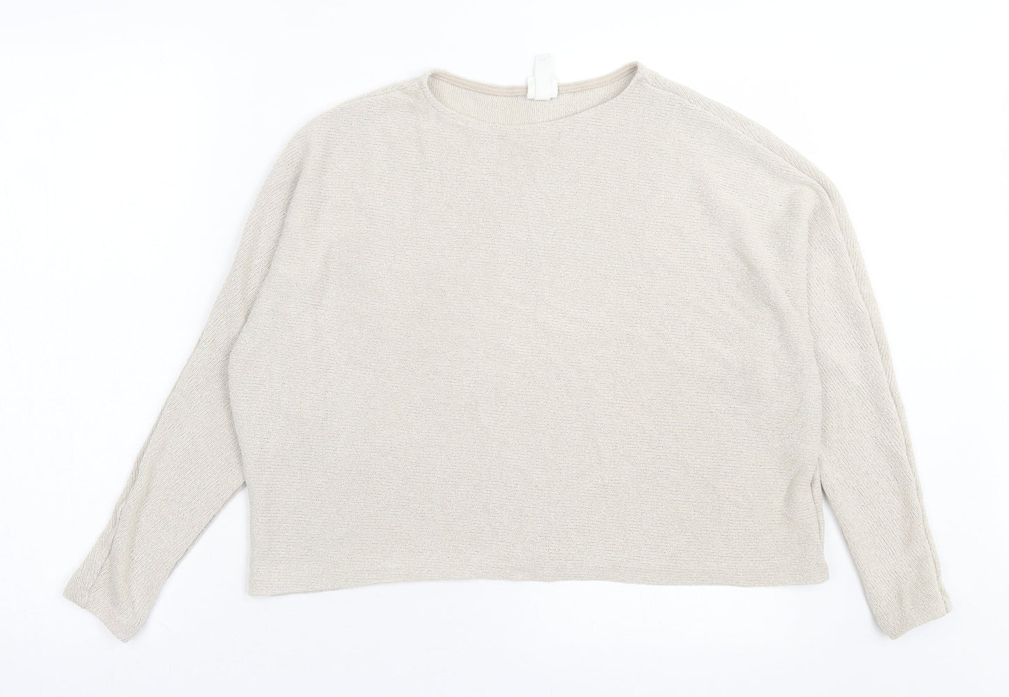 H&M Womens Beige Crew Neck Viscose Pullover Jumper Size M