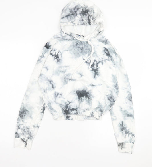 evra Womens Grey Geometric Cotton Pullover Hoodie Size M Pullover - Marble