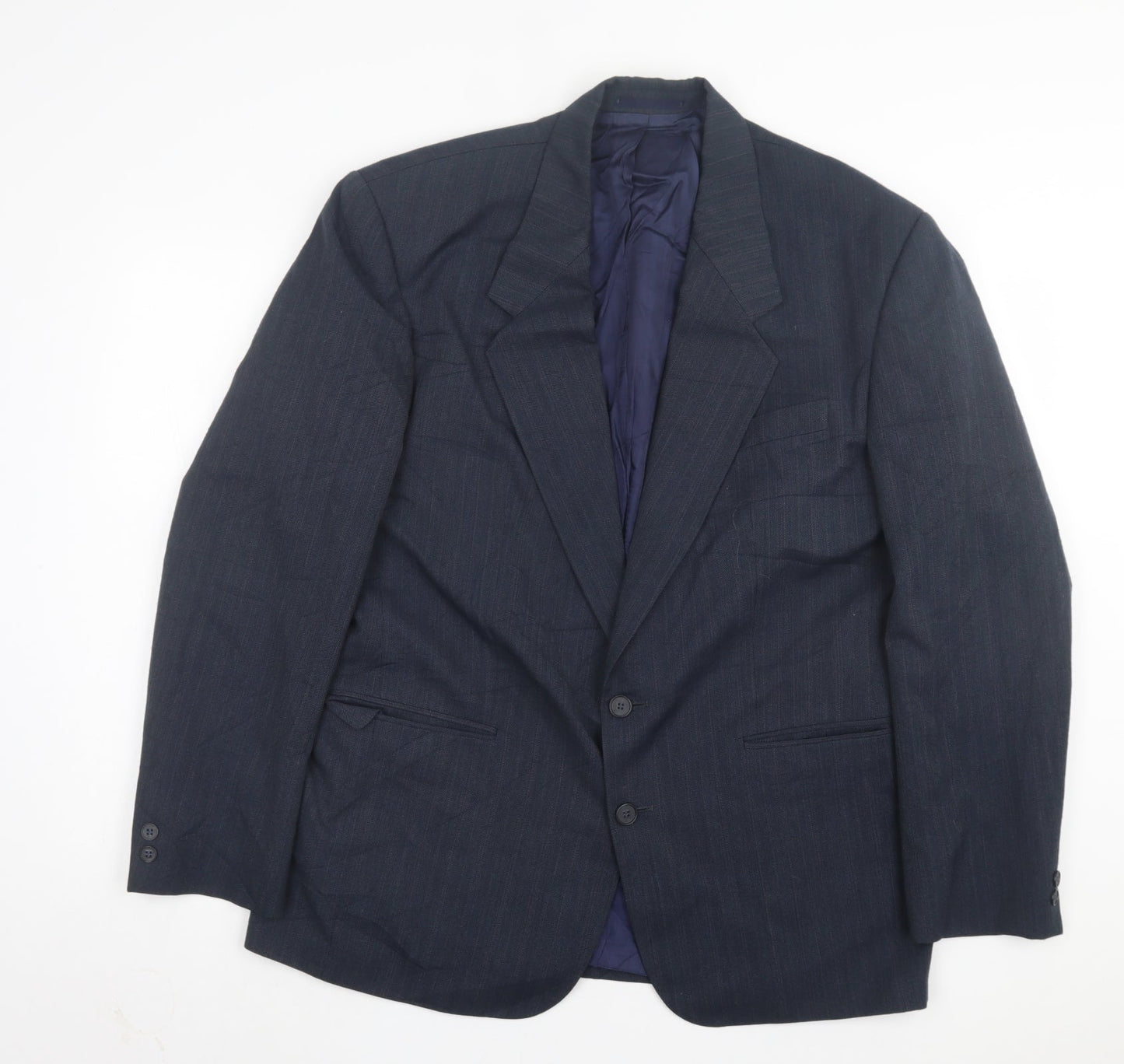 Preworn Mens Blue Striped Wool Jacket Suit Jacket Size 42