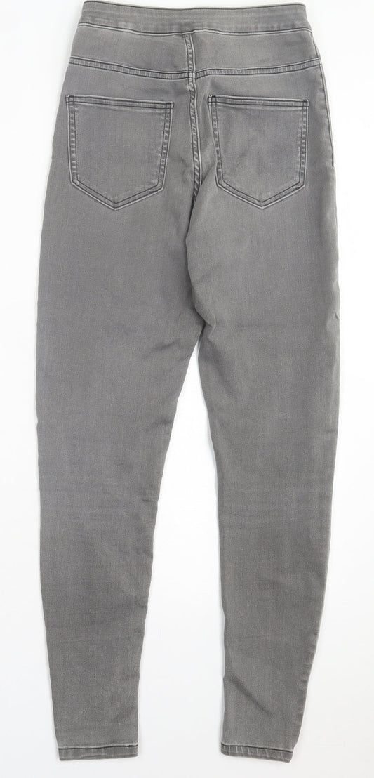 Marks and Spencer Womens Grey Cotton Skinny Jeans Size 8 L28 in Regular Button