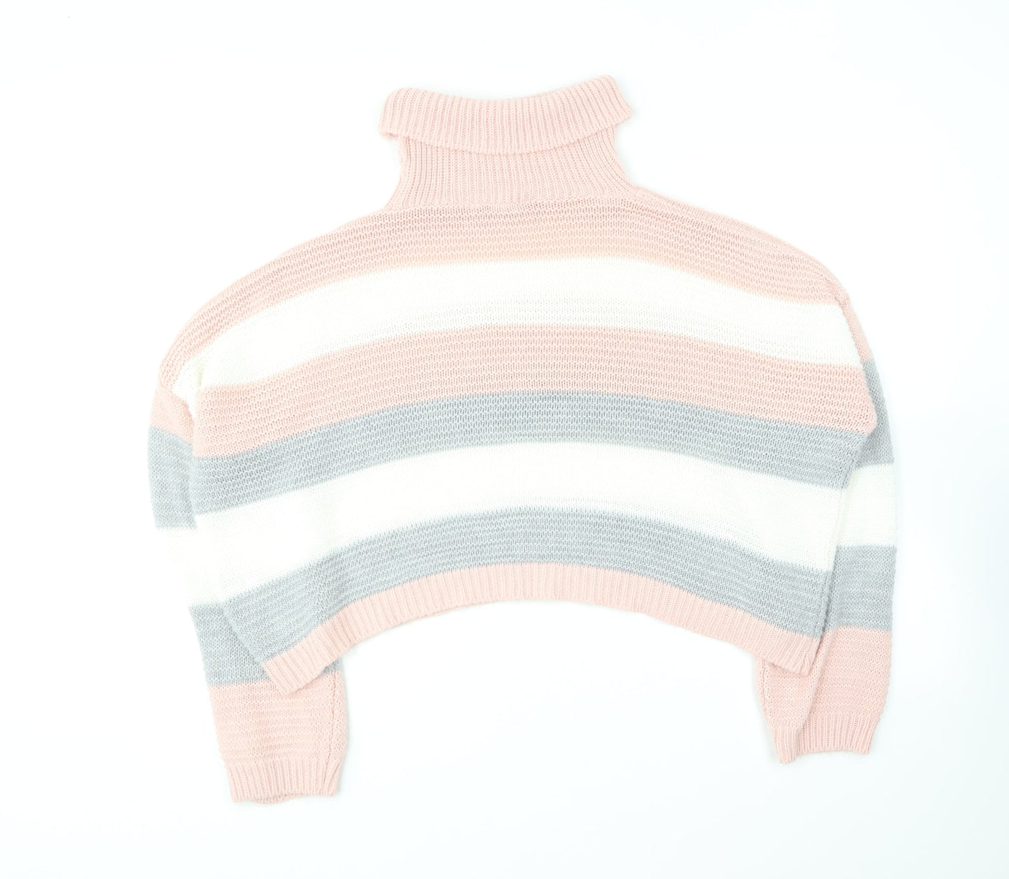 Quiz Womens Multicoloured Roll Neck Striped Acrylic Pullover Jumper Size M