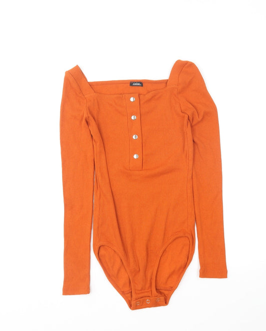 Lalita Womens Orange Cotton Bodysuit One-Piece Size 10 Snap