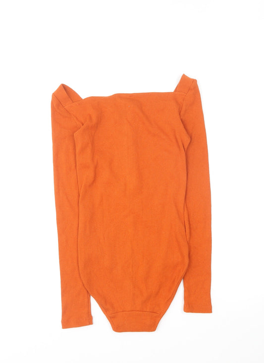 Lalita Womens Orange Cotton Bodysuit One-Piece Size 10 Snap