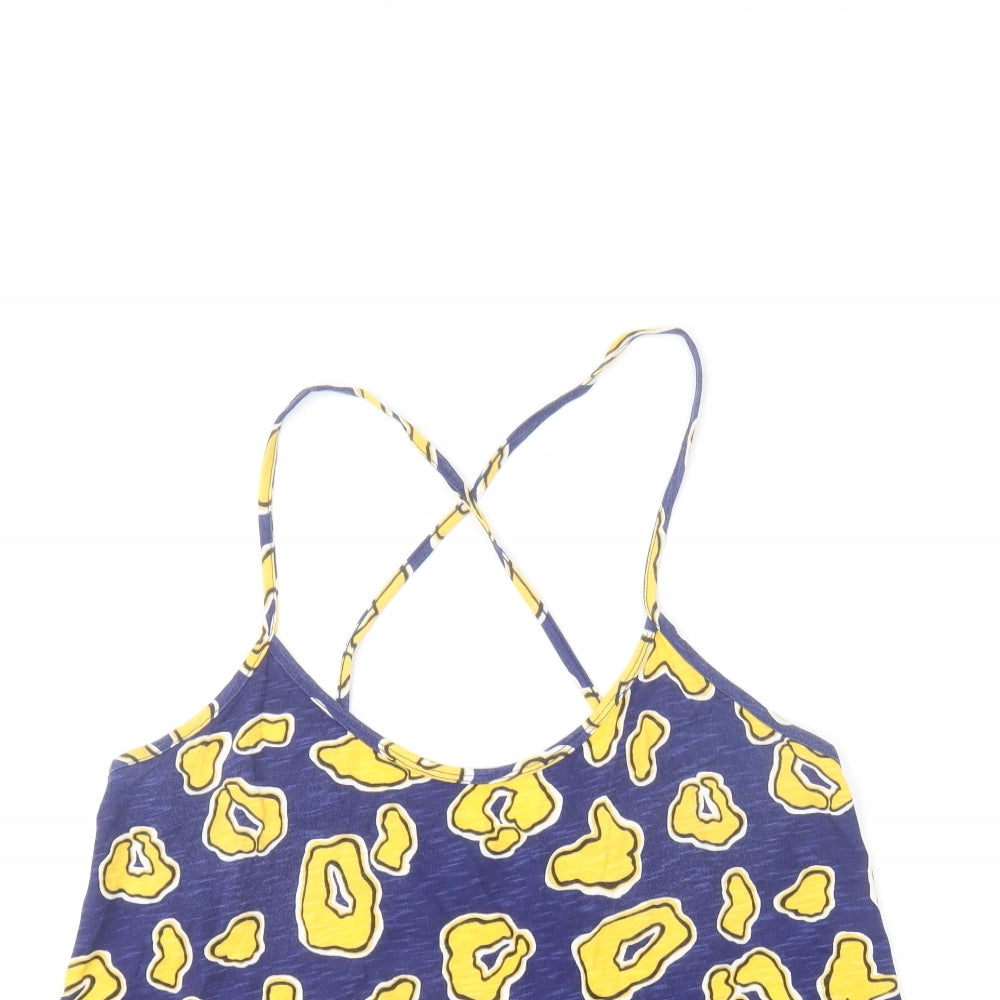 River Island Womens Blue Cotton Camisole T-Shirt Size 12 Square Neck
