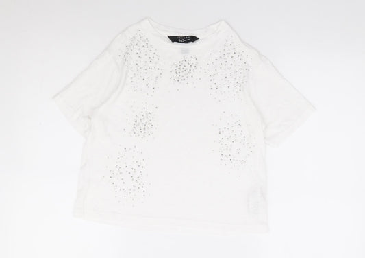 New Look Girls Ivory Cotton Jersey T-Shirt Size 12-13 Years Round Neck Pullover
