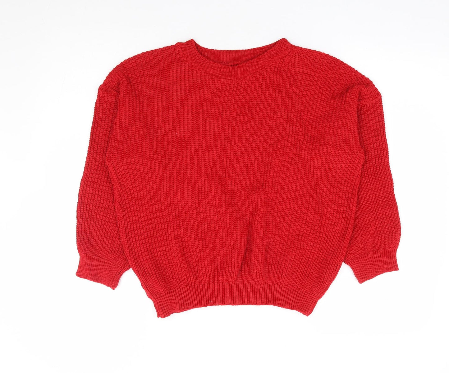 Preworn Womens Red Round Neck Acrylic Pullover Jumper Size M