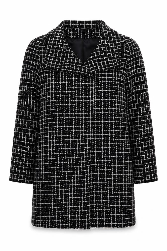 Marks & Spencer Womens Black Check Jacket Coat Size 12 Button