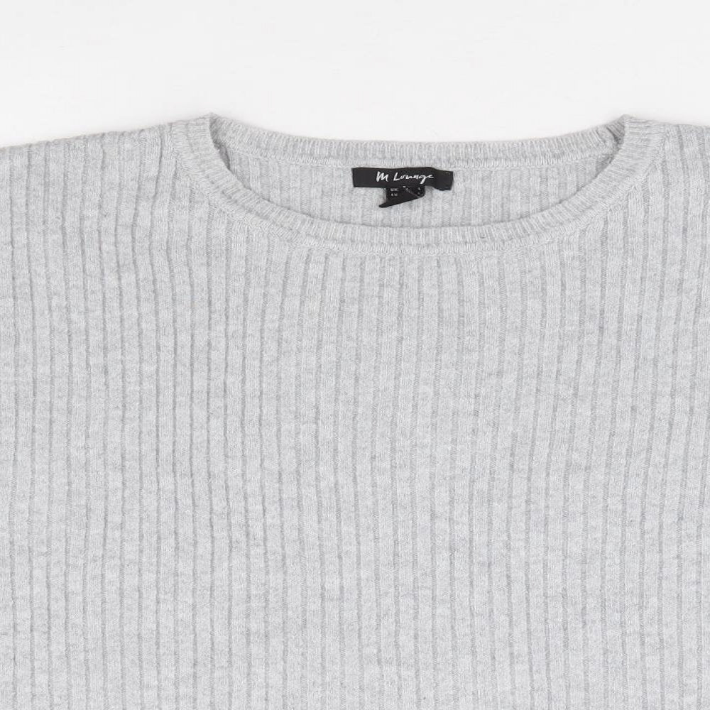 M Lounge Womens Grey Round Neck Polyester Pullover Jumper Size L