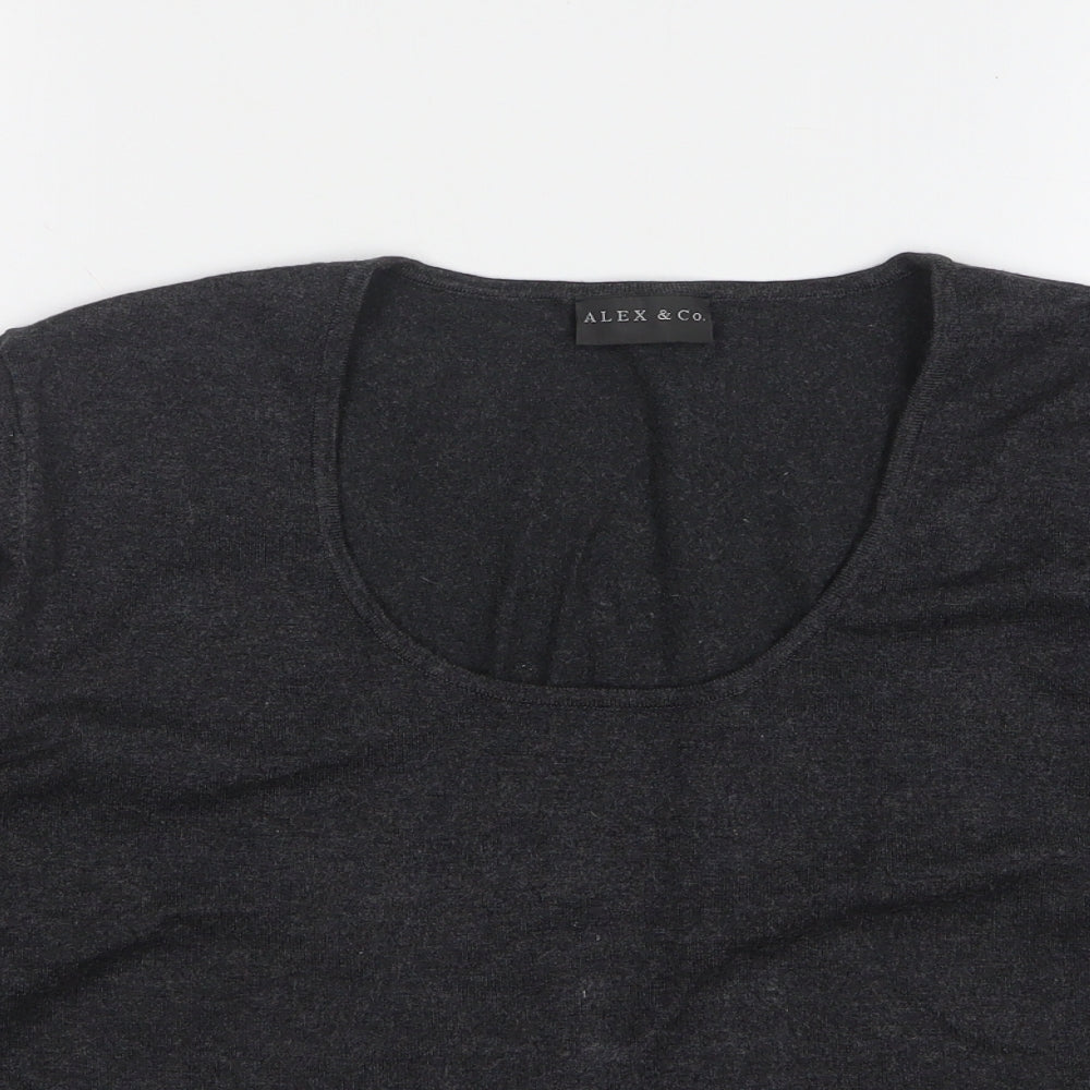 Alex & Co Womens Grey Scoop Neck Viscose Pullover Jumper Size 14