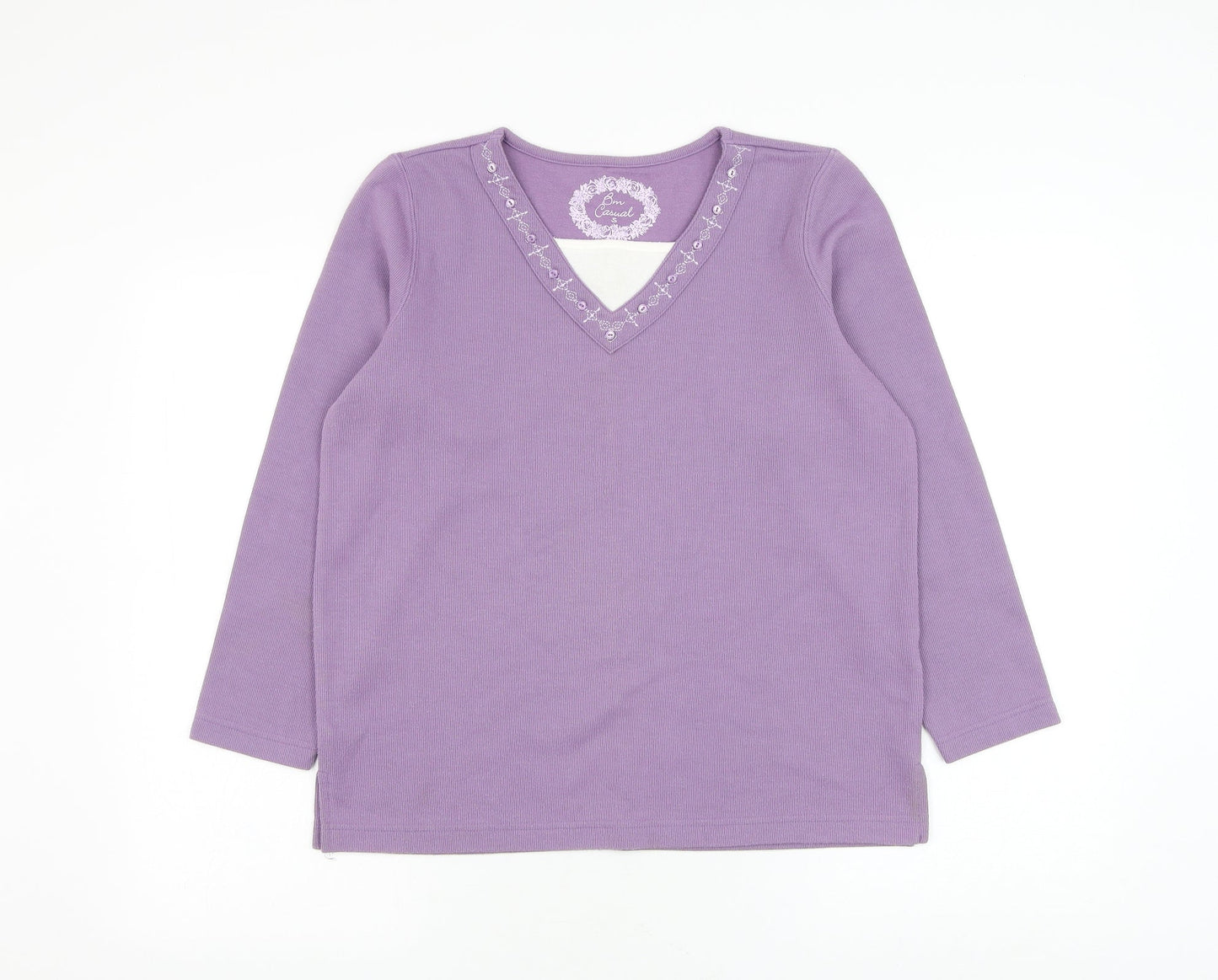Bonmarché Womens Purple Round Neck Polyester Pullover Jumper Size S