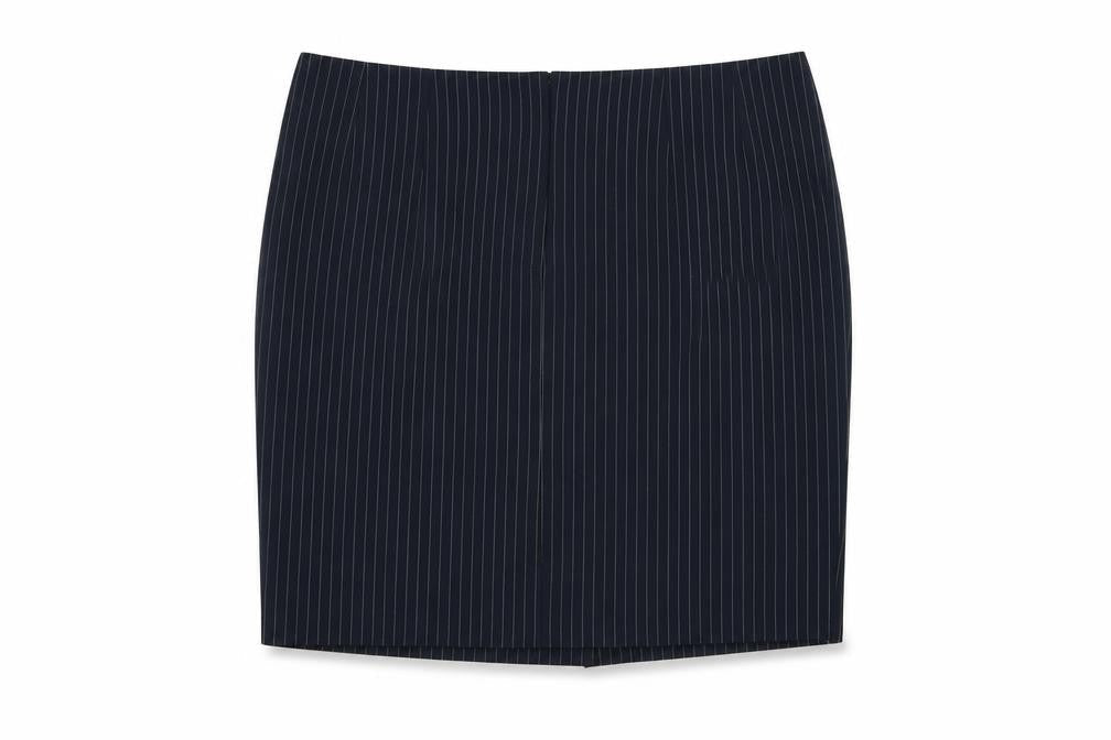 Marks and Spencer Womens Blue Striped Polyester A-Line Skirt Size 24 Zip
