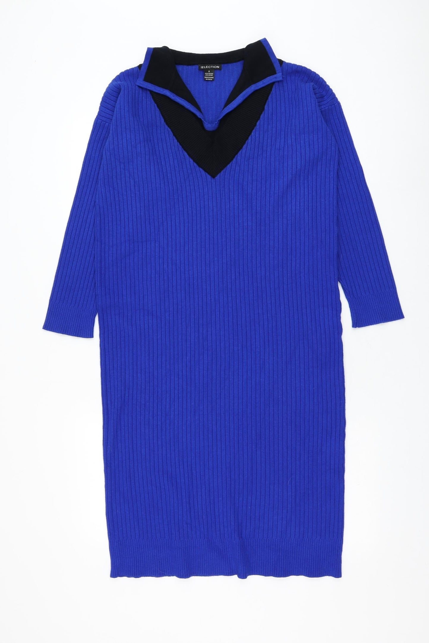 Select Womens Blue Viscose Jumper Dress Size S Collared Pullover