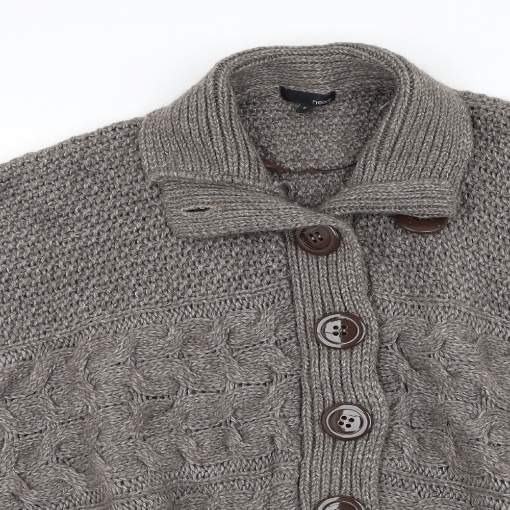 NEXT Womens Brown Collared Acrylic Cardigan Jumper Size M