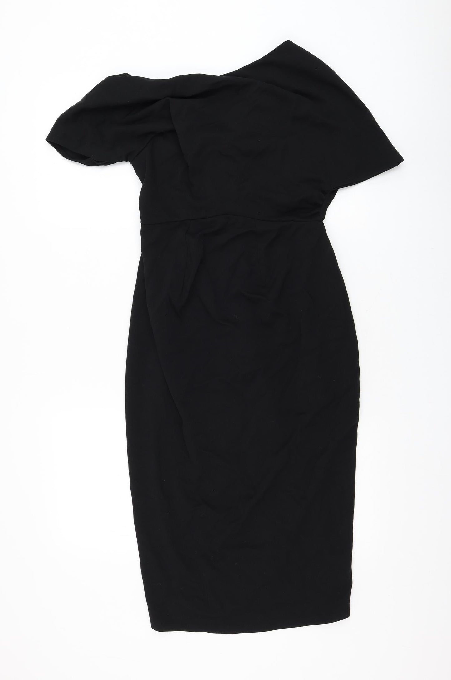 ASOS Womens Black Polyester Pencil Dress Size 8 Round Neck Zip