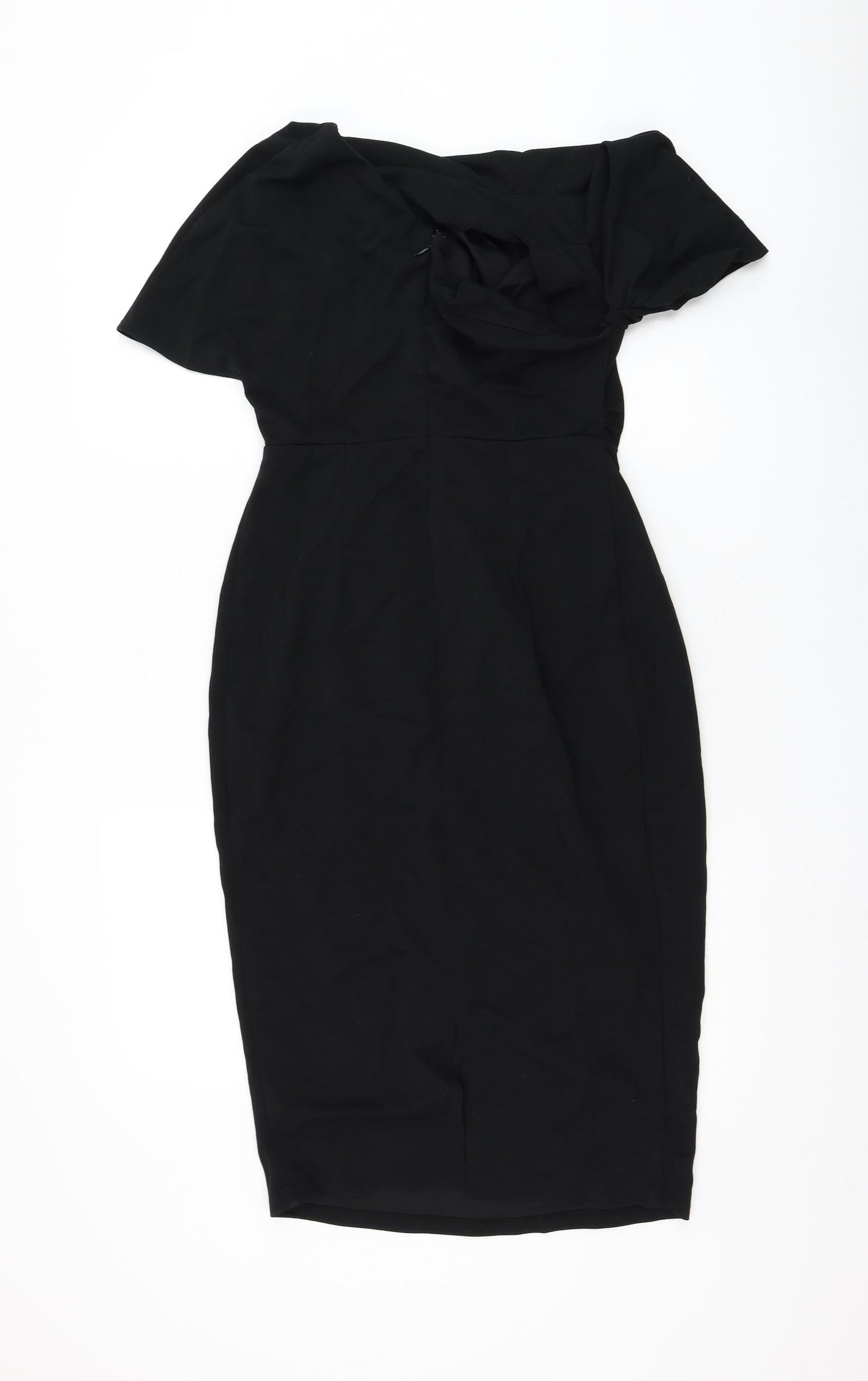 ASOS Womens Black Polyester Pencil Dress Size 8 Round Neck Zip