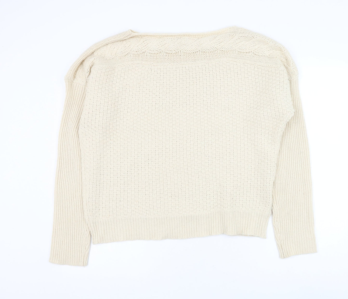 Yumi Womens Beige Round Neck Polyester Pullover Jumper Size XL