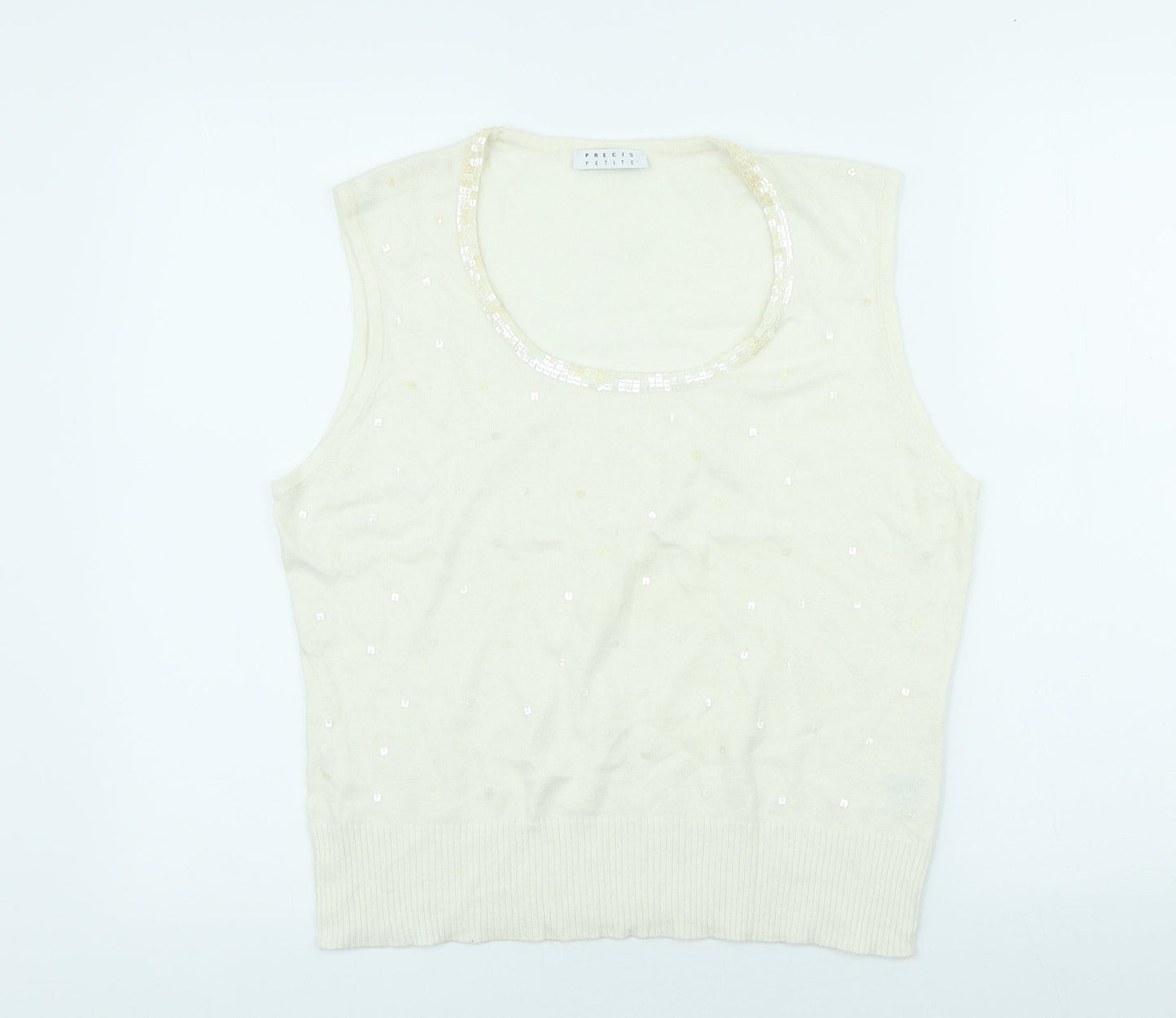 Precis Womens Ivory Scoop Neck Viscose Pullover Jumper Size L