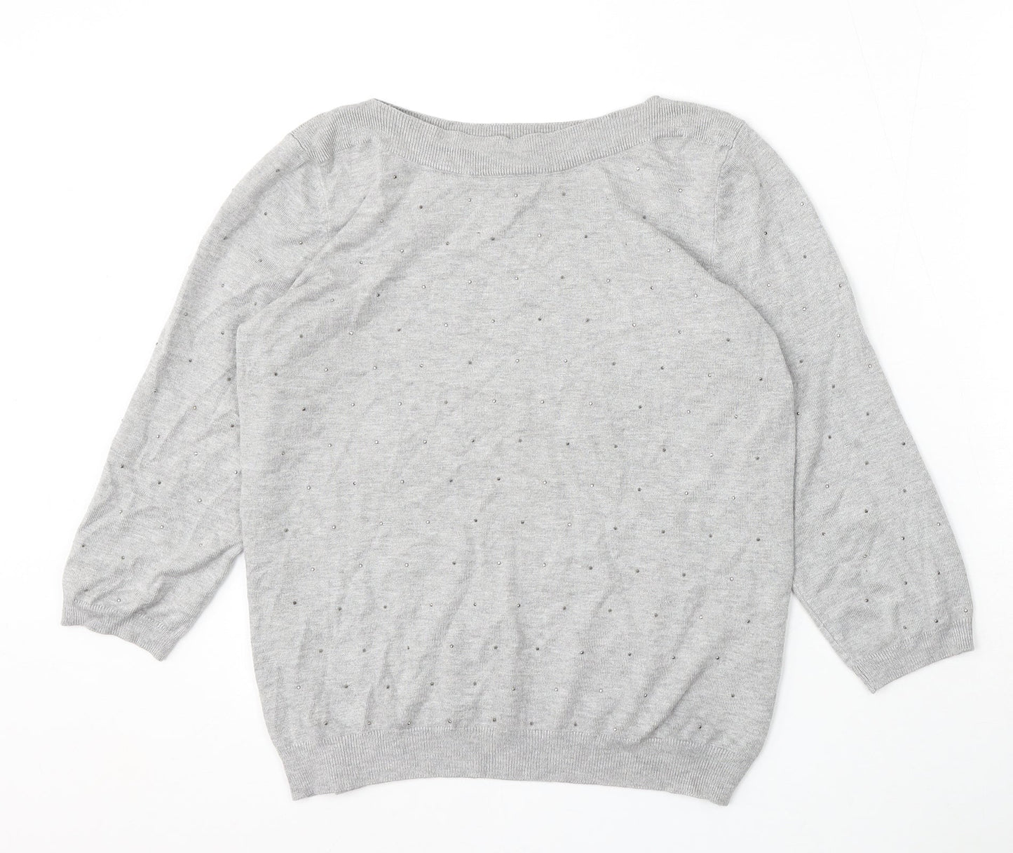 Bonmarché Womens Grey Boat Neck Viscose Pullover Jumper Size 12