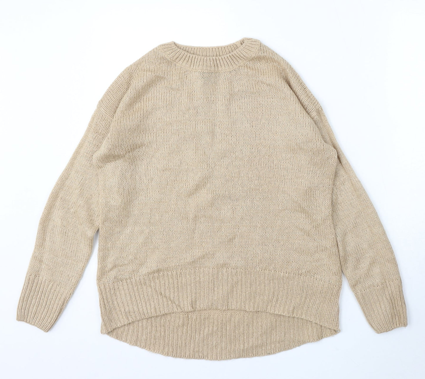 New Look Womens Beige Round Neck Acrylic Pullover Jumper Size S