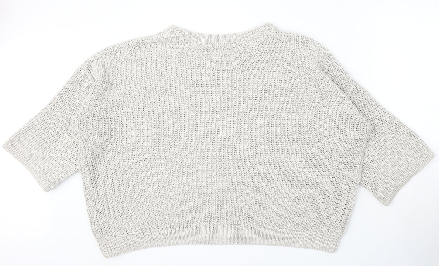H&M Womens Grey Round Neck Cotton Pullover Jumper Size L