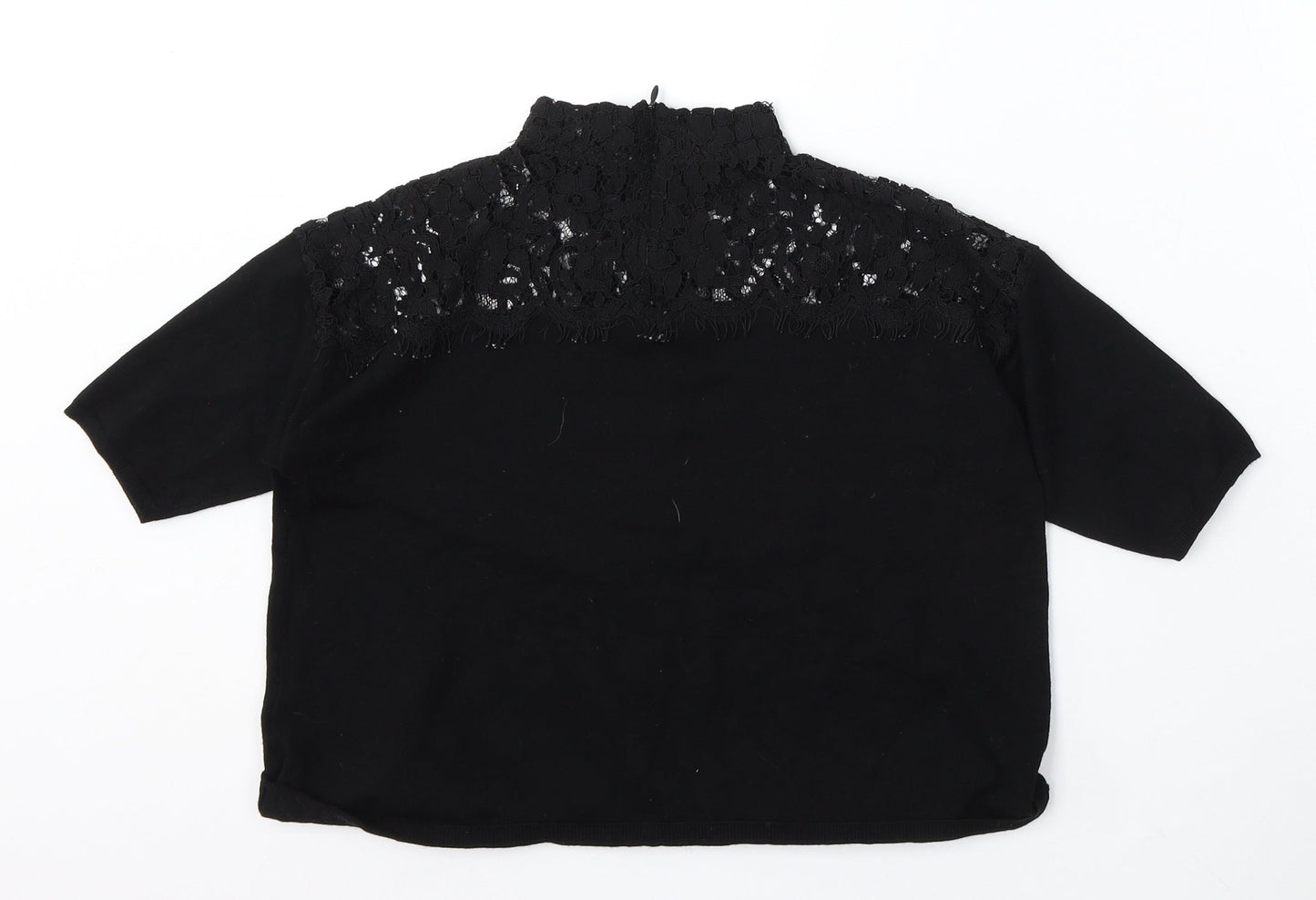 Topshop Womens Black Round Neck Polyamide Pullover Jumper Size 8