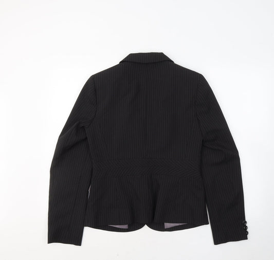 George Womens Black Striped Jacket Blazer Size 10 Button