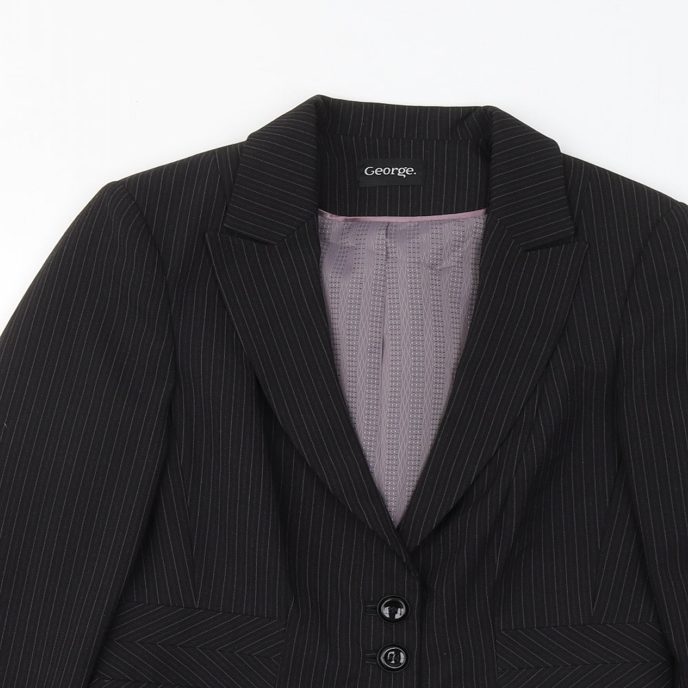 George Womens Black Striped Jacket Blazer Size 10 Button