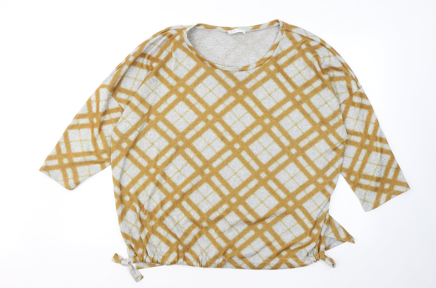 Papaya Womens Yellow Round Neck Geometric Polyester Pullover Jumper Size 18