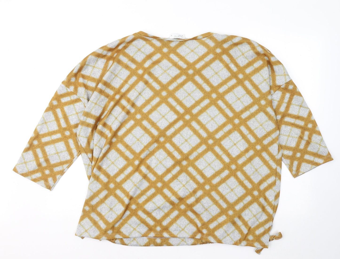Papaya Womens Yellow Round Neck Geometric Polyester Pullover Jumper Size 18