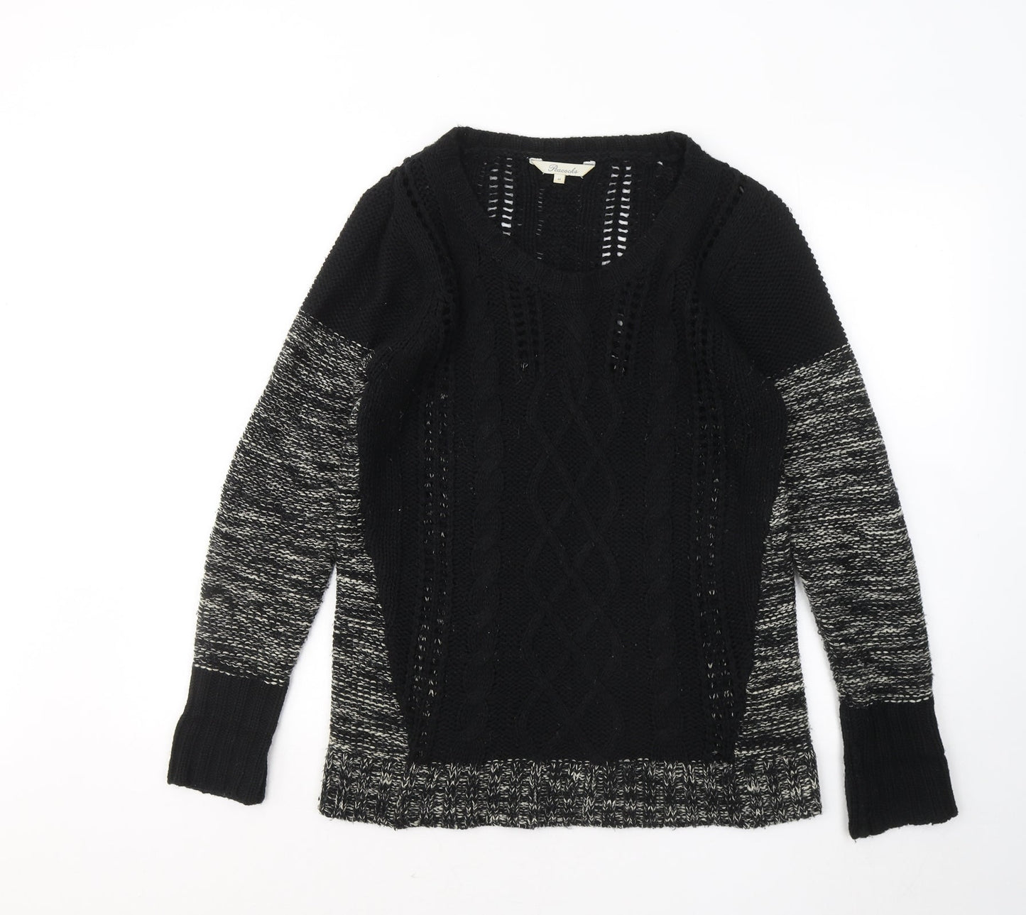 Peacocks Womens Black Round Neck Acrylic Pullover Jumper Size M