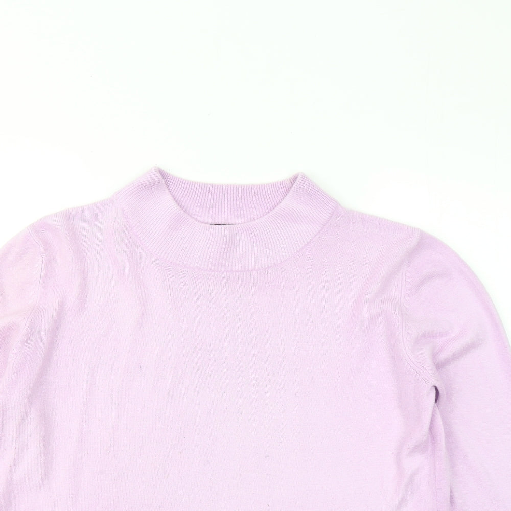 Bonmarché Womens Pink Mock Neck Acrylic Pullover Jumper Size M