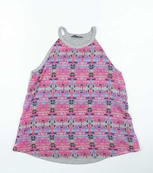 Candy Couture Girls Multicoloured Geometric Polyester Basic Casual Size 12-13 Years Round Neck Pullover