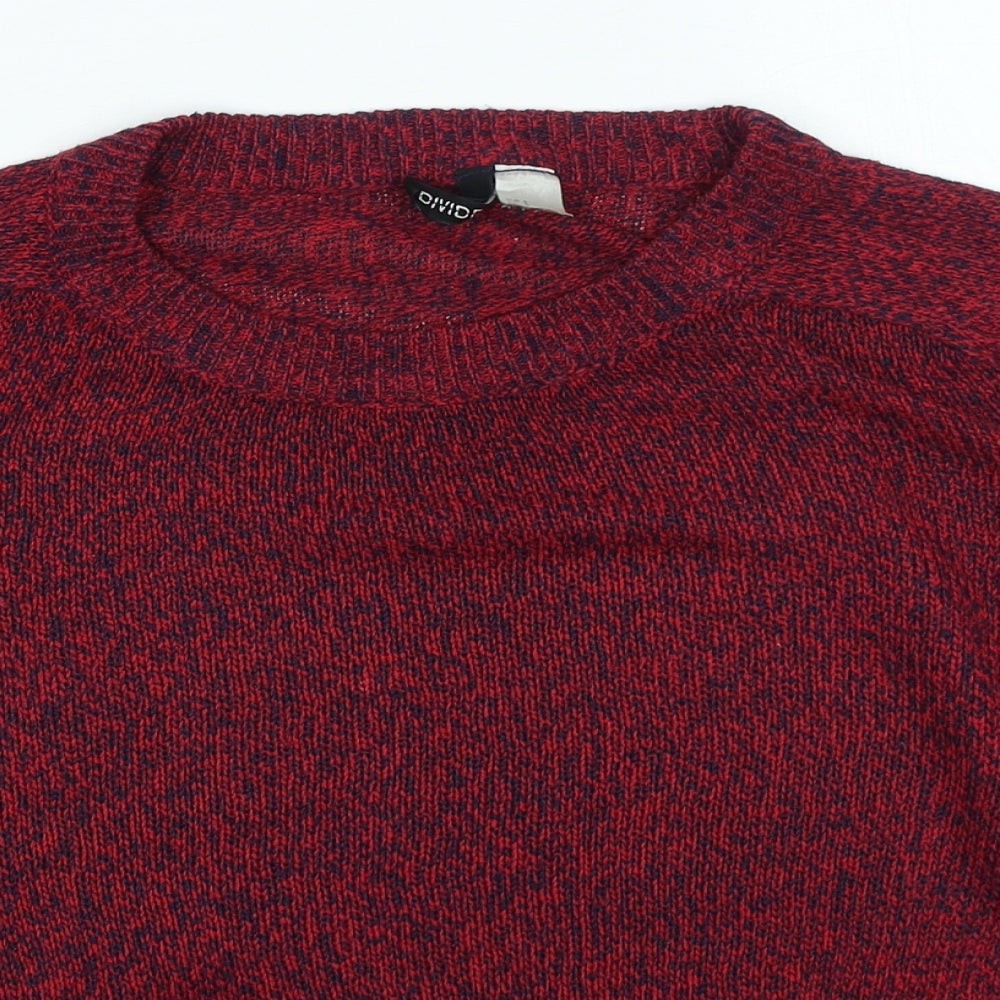 H&M Womens Red Round Neck Acrylic Pullover Jumper Size S