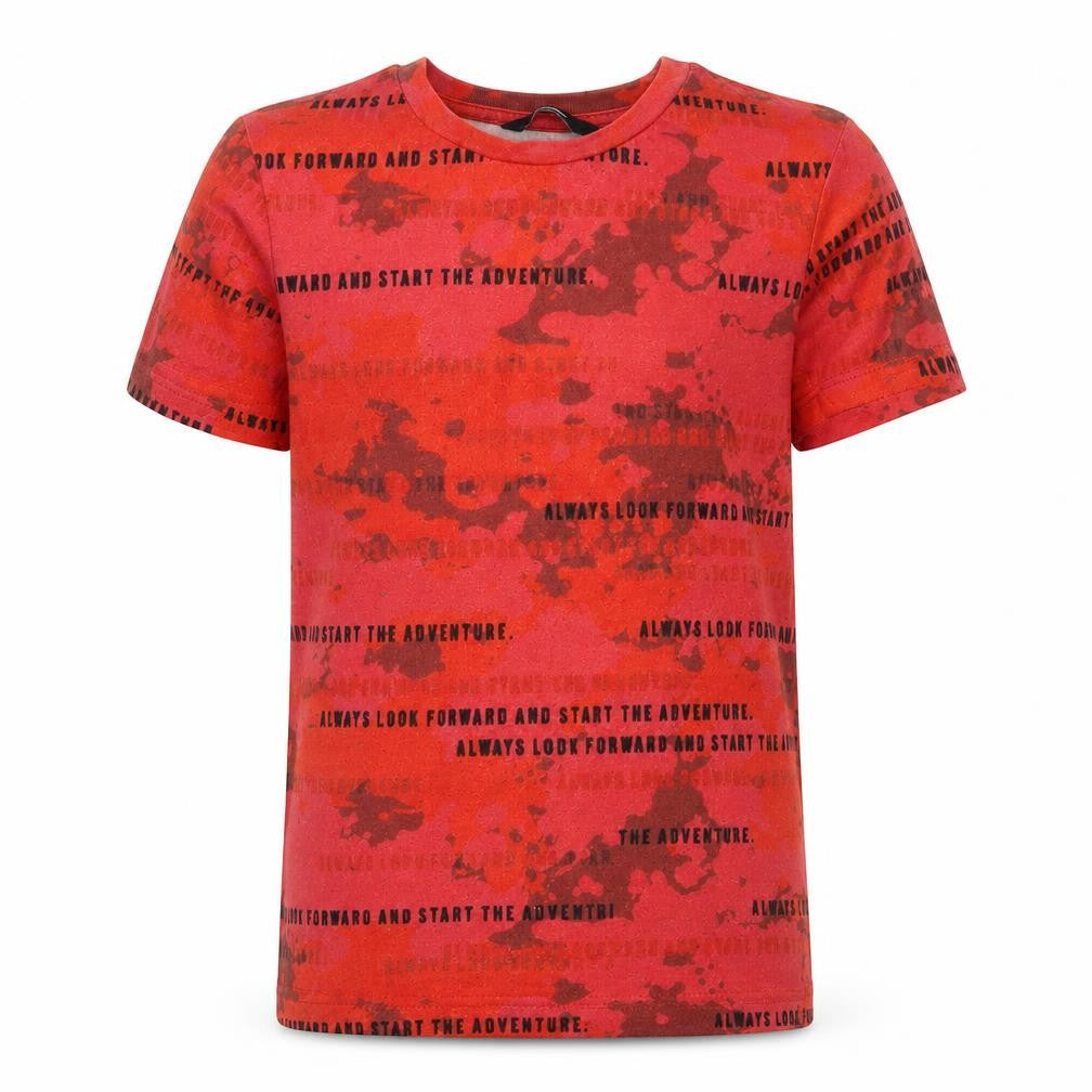George Boys Red Camouflage Polyester Basic T-Shirt Size 9-10 Years Crew Neck - Slogan