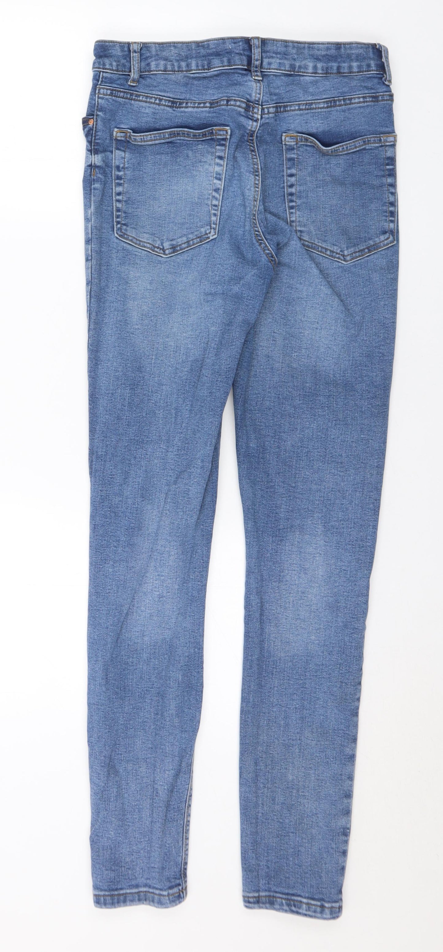 Denim & Co. Womens Blue Cotton Skinny Jeans Size 12 L29 in Regular Button