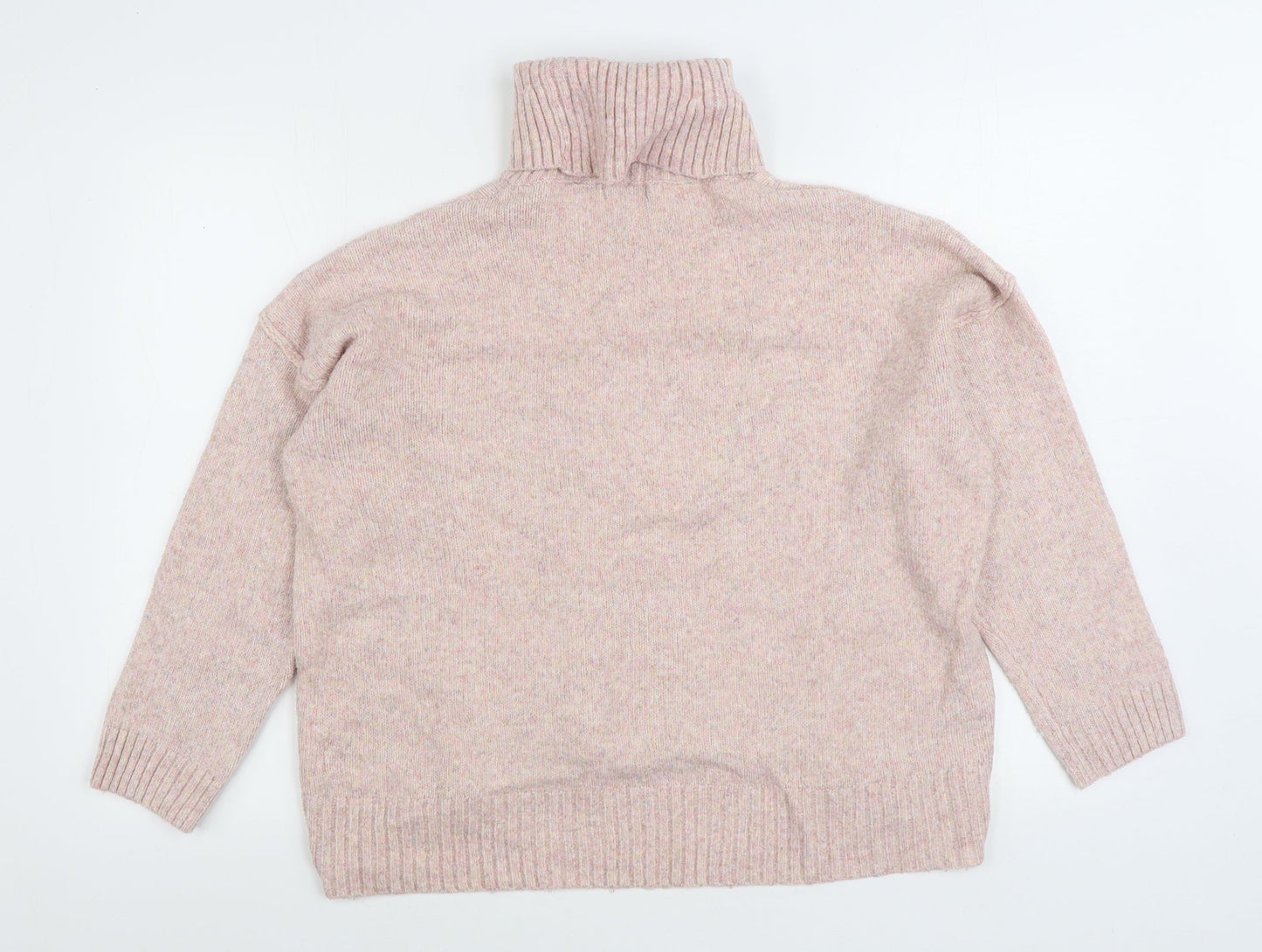 New Look Womens Pink Roll Neck Acrylic Pullover Jumper Size M