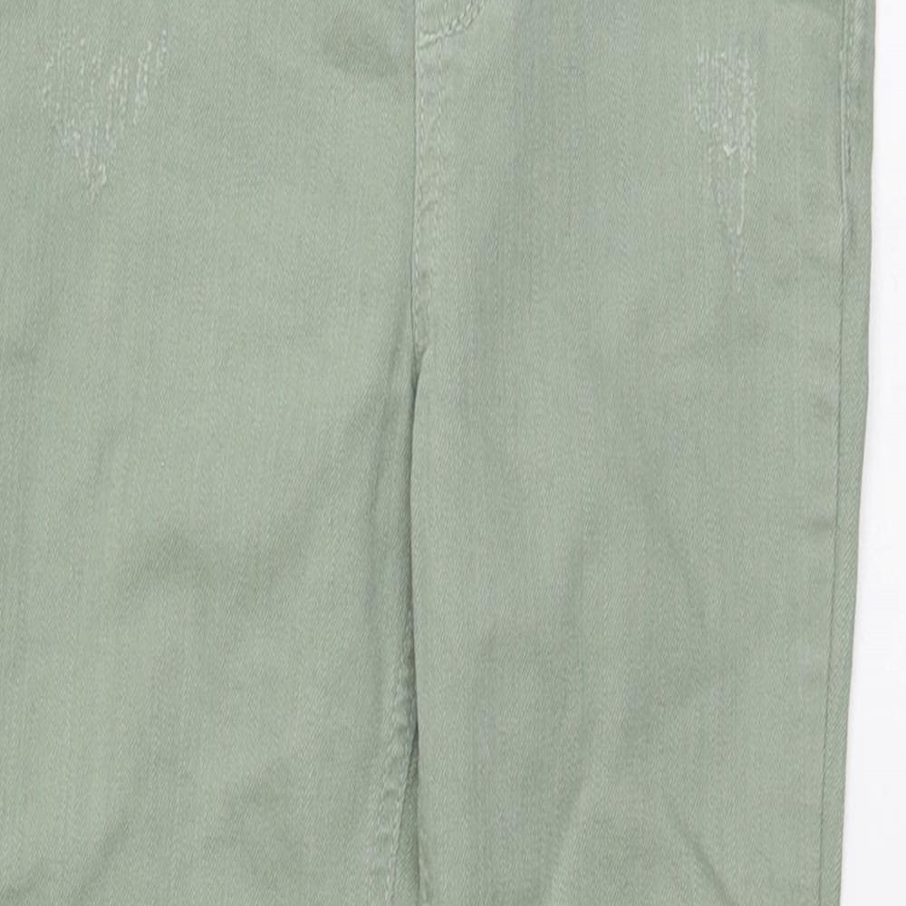 Denim & Co. Girls Green Cotton Jegging Jeans Size 6-7 Years Regular Pullover - Distressed