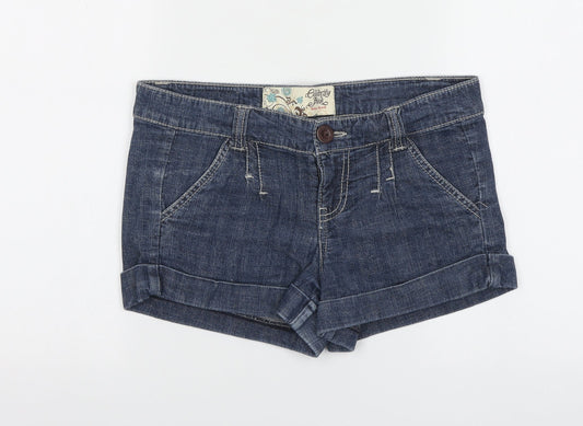 Celebrity Pink Girls Blue Cotton Cut-Off Shorts Size 9 Years Regular Zip