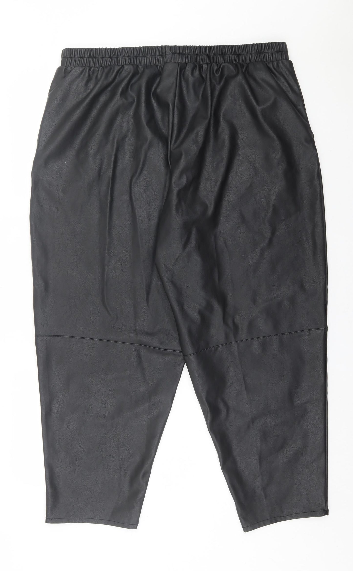 ASOS Womens Black Polyurethane Cropped Trousers Size 38 in L26 in Regular - leather look