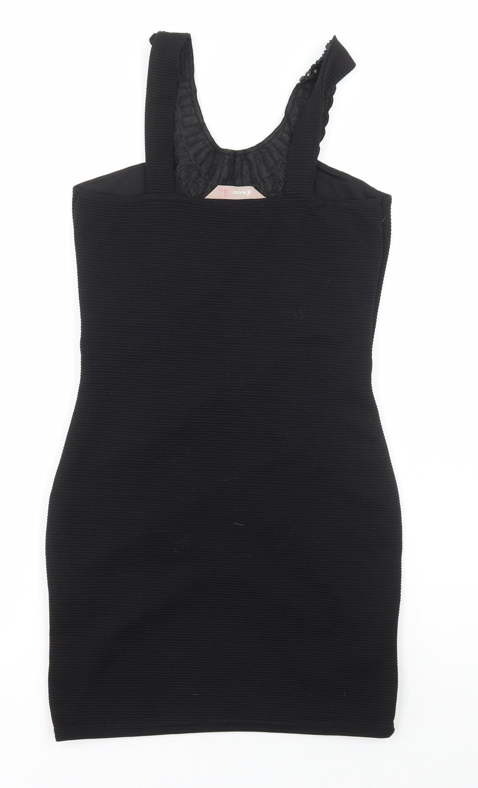Alwear Womens Black Polyester Bodycon Size 10 Scoop Neck Pullover
