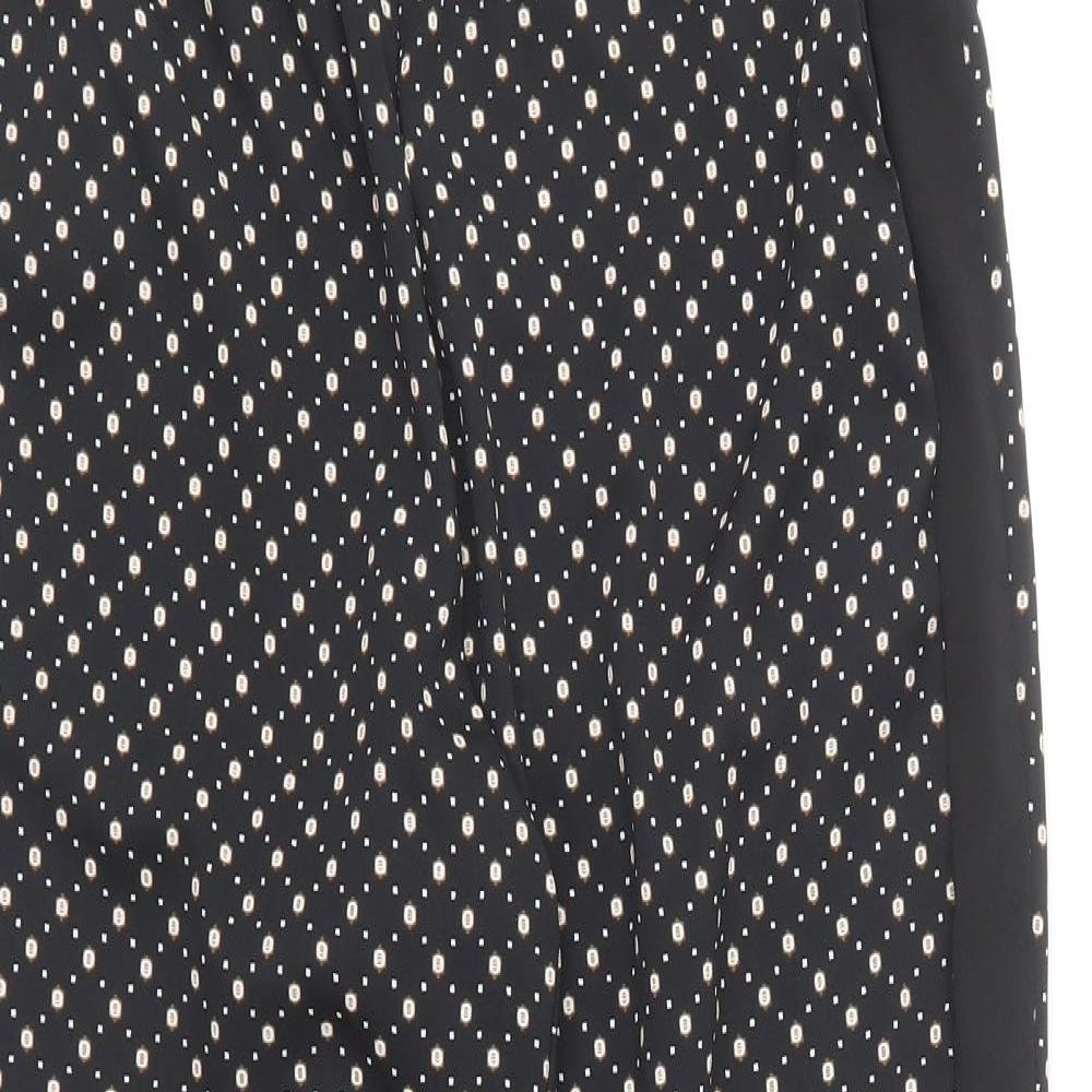 H&M Womens Black Geometric Polyester Trousers Size 10 L24 in Regular