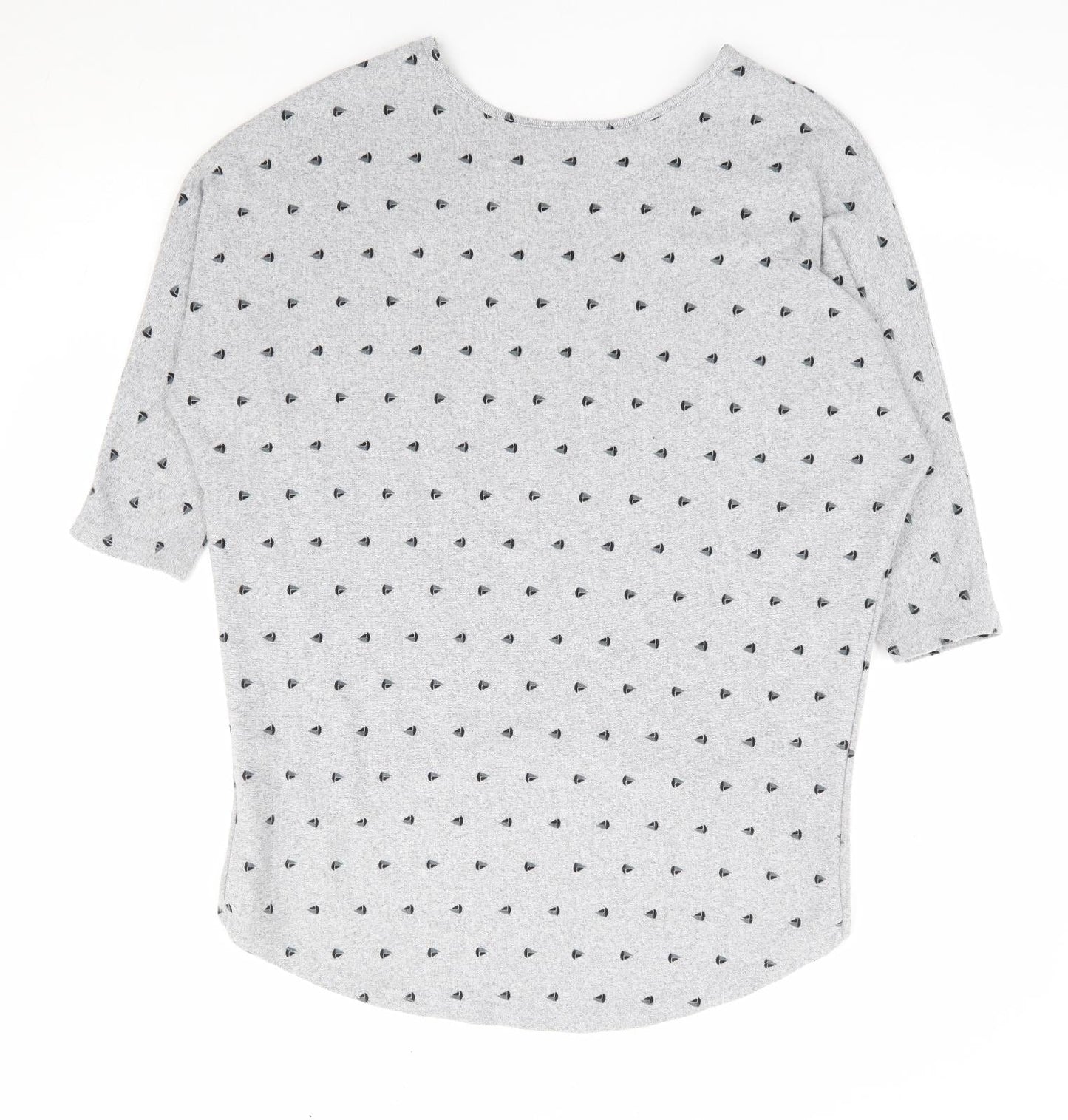 Izabel London Womens Grey Round Neck Geometric Polyester Pullover Jumper Size 8 - Dipped Hem