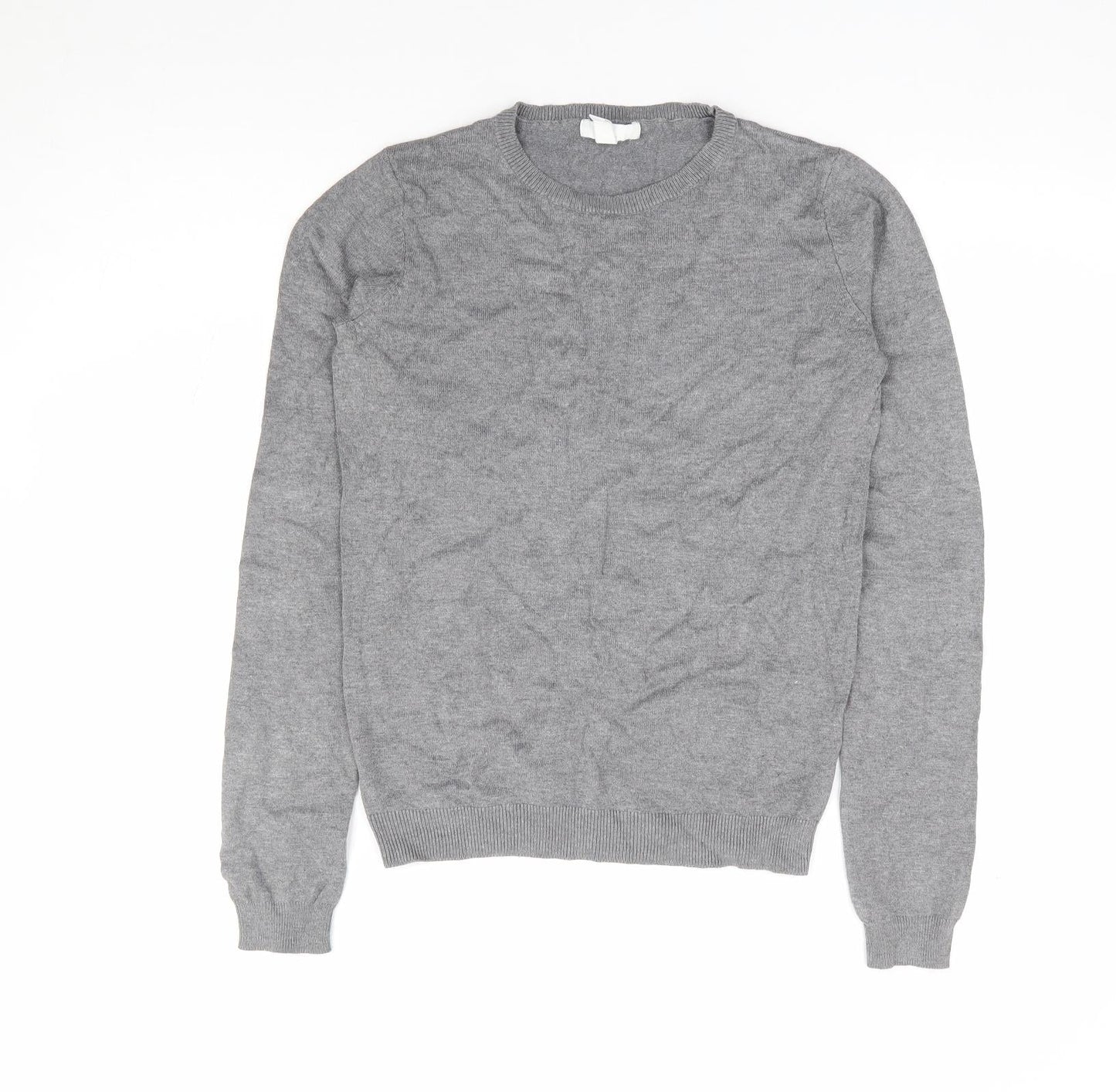 H&M Womens Grey Round Neck Viscose Pullover Jumper Size XS