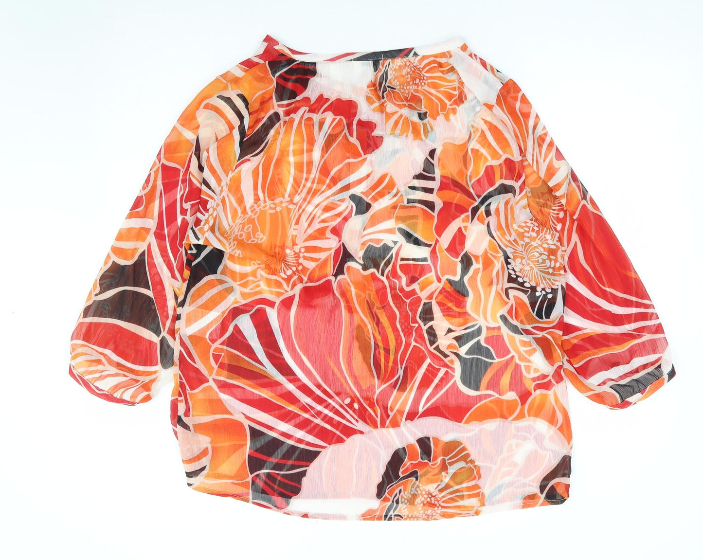 Jensen Womens Multicoloured Geometric Polyester Jersey Blouse Size 12 Round Neck