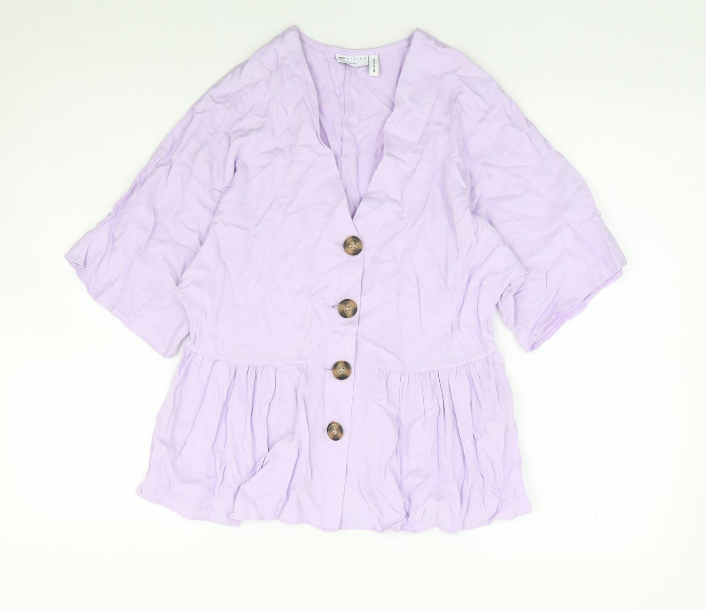 ASOS Womens Purple Viscose Jersey Blouse Size 6 V-Neck - Smock