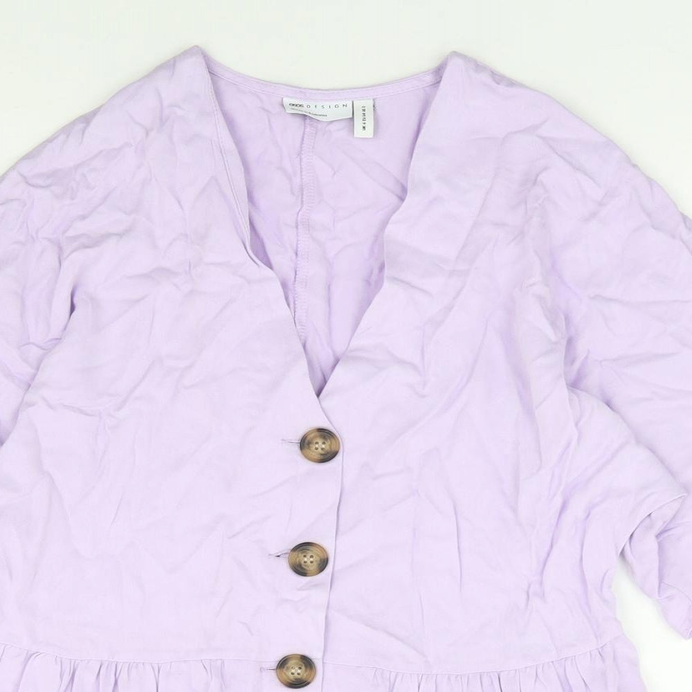 ASOS Womens Purple Viscose Jersey Blouse Size 6 V-Neck - Smock