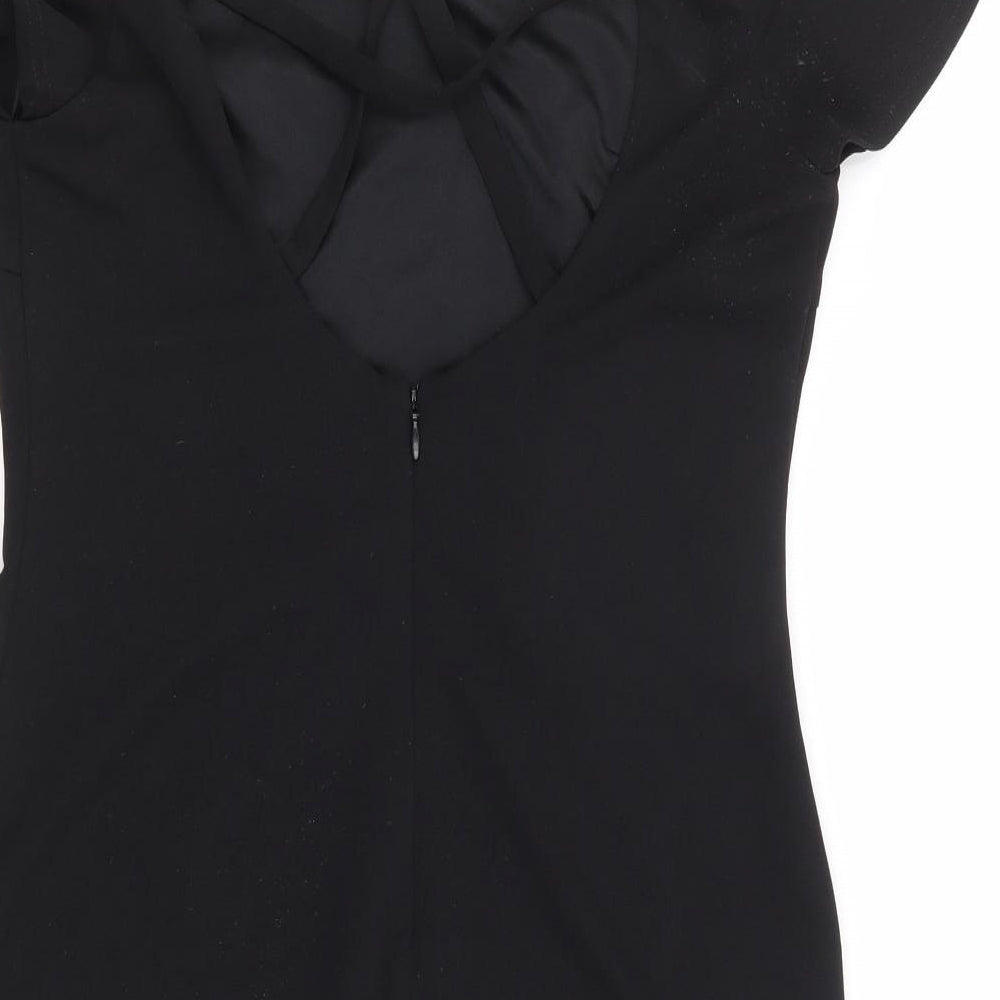 New Look Womens Black Polyester Bodycon Size 12 Round Neck Zip - Cold Shoulder